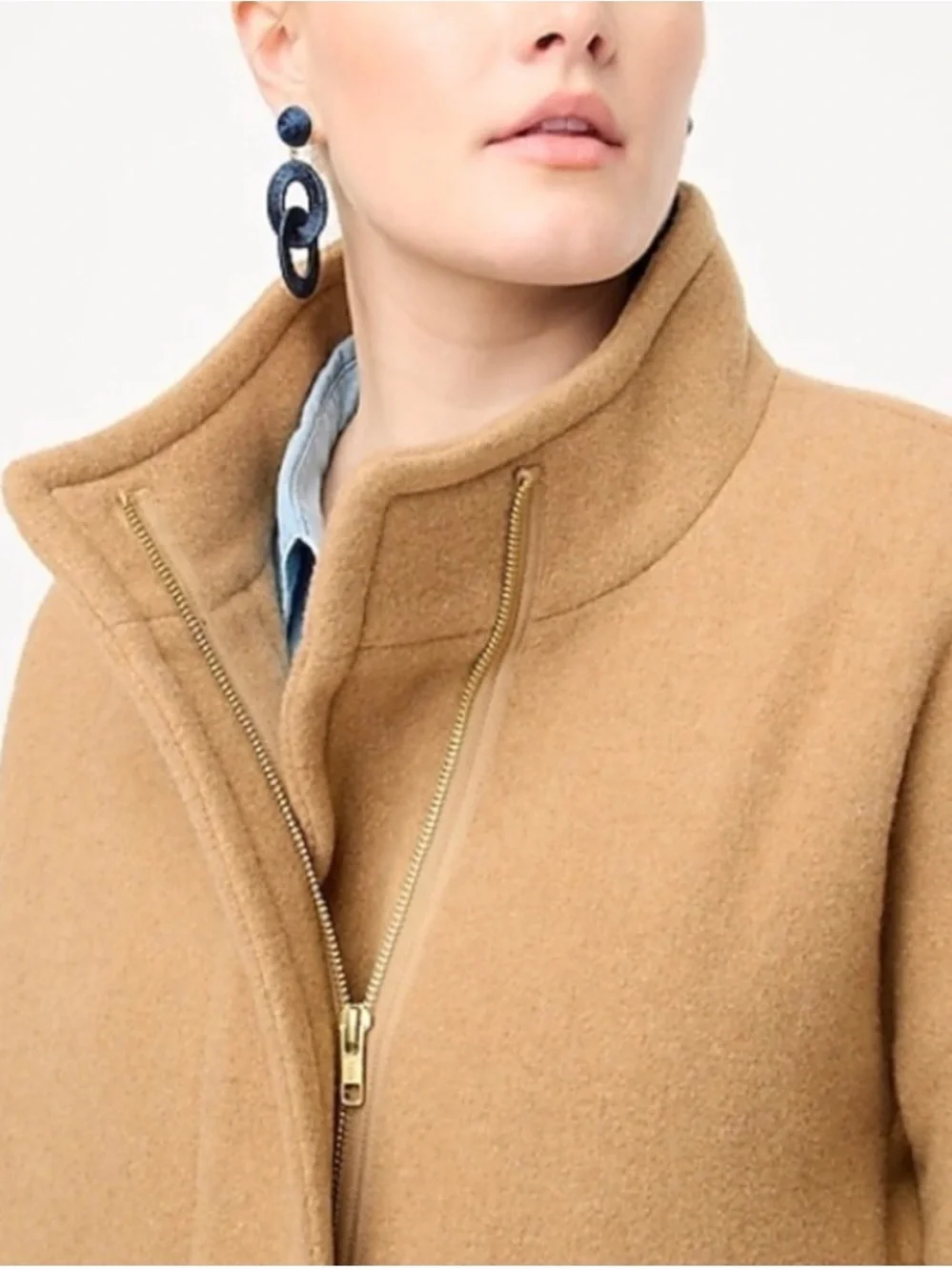 NWT J Crew Women's Button-Neck Wool blend Cocoon Camel Tan City Coat size 4